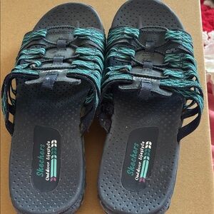 Skechers Black and Teal Strappy Sandals